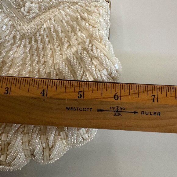 La Regale Hand-Beaded Shell-Shaped Evening Bag Gold Chain Strap Vintage - Picture 7 of 12